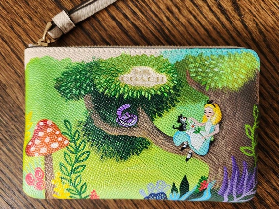 Hand painted Alice in Wonderland Coach wristlet