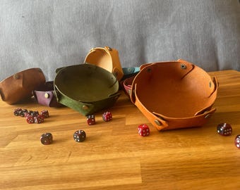 Leder Würfelschale faltbar – handgemachtes Dice Tray für Brettspiele & Rollenspiele