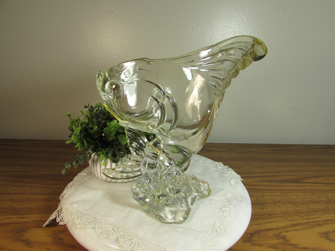 Vintage Heisey Clear Glass Dolphin Fish Bowl AS IS Etsy