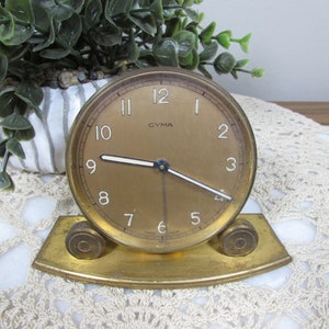 Vintage Art Deco Brass Cyma Swiss Alarm Clock 4.25&quot; Wide Non Working Display
