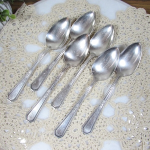 Set of 6 Vintage 1923 Wm Rogers Mayfair Teaspoons Silverplate 6&quot; Pat Mar 13 &#39;23