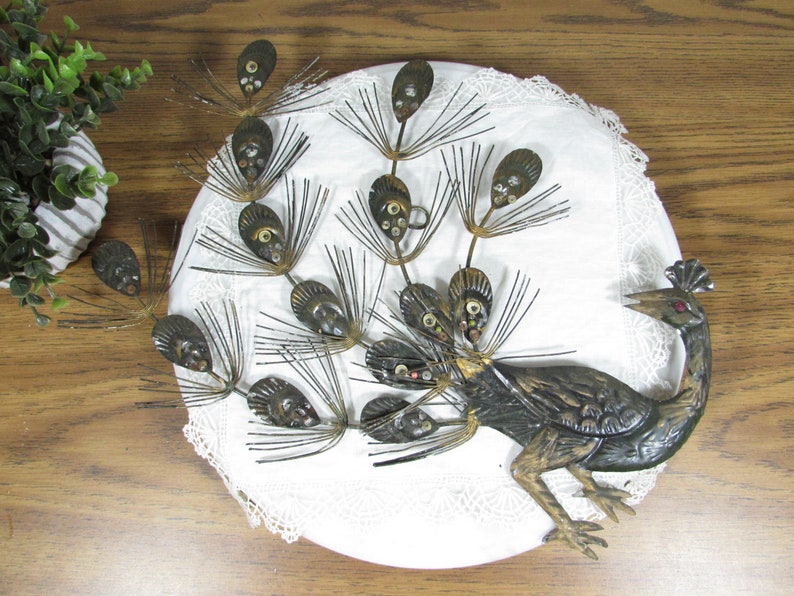 Vintage Metal Art Peacock Wall Hanging as Is Etsy