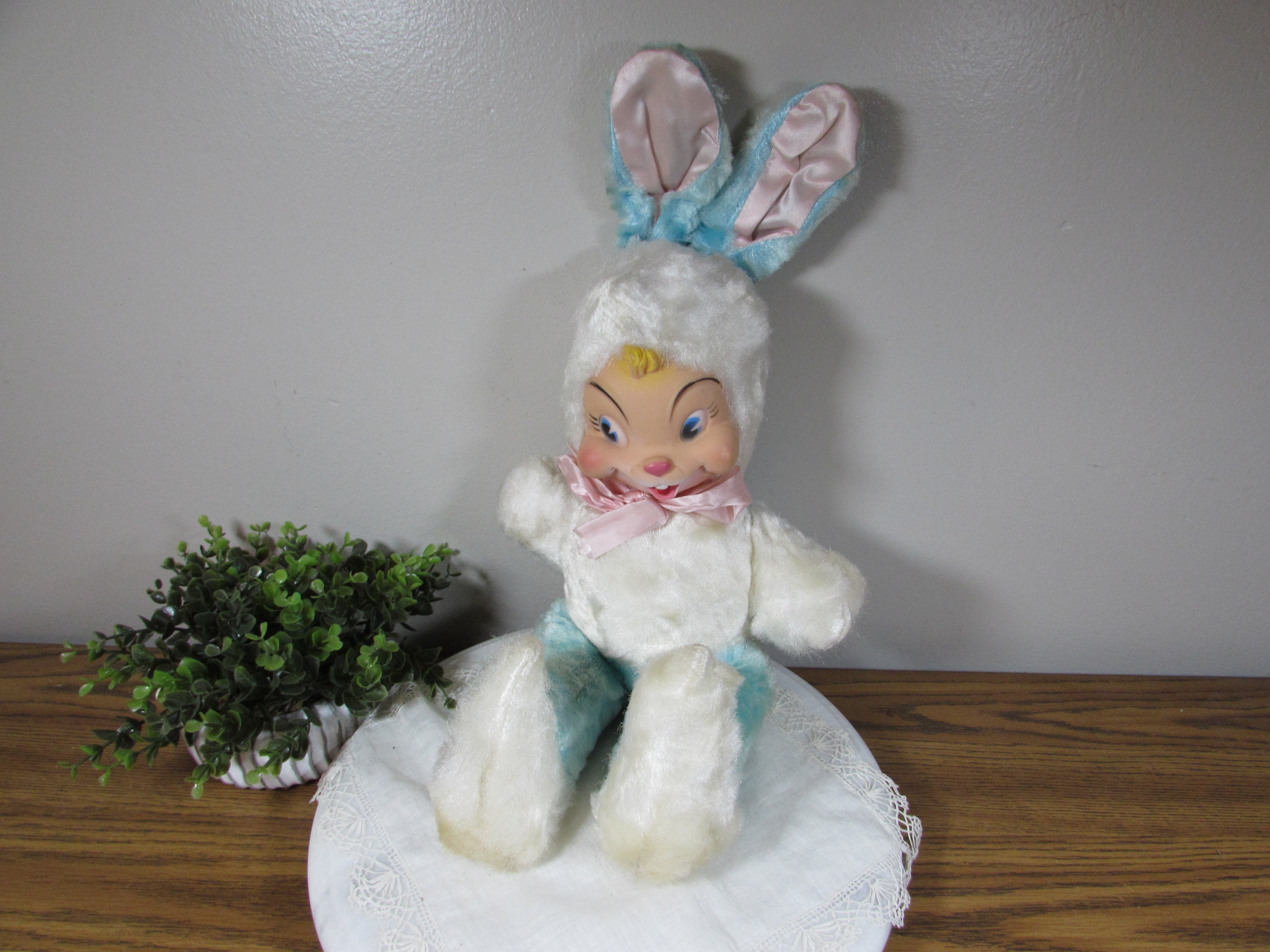 Vintage Rushton Like Rubber Face Blue Bunny Stuffed Toy - Etsy