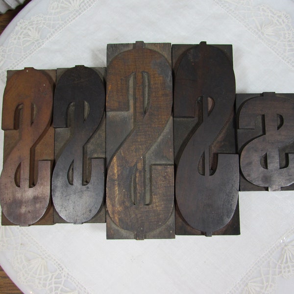 Choice Antique Dollar Sign Letterpress Block Printing Wood Type Symbol