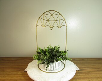 Vintage Brass Ornament Display Stand Cathedral Window Hanger