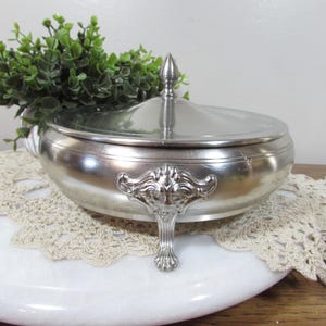 Vintage Matawa Holland Pewter Footed Covered Dish, 6.25&quot; Diameter Lidded Bowl