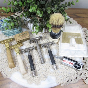 Vintage Shaving Lot – Gillette & Eversharp Razors, Blades, Klenzo Brush, Key Case