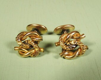 Victorian Knot Cuff Links - Vintage Pretzel Eternal GF Gold Filled