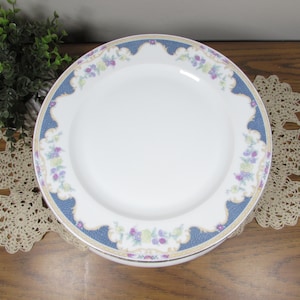Vintage Royal Bayreuth Corona Dinner Plate Blue Pink Floral Gold Rim 9.875&quot; — Choice Per Piece
