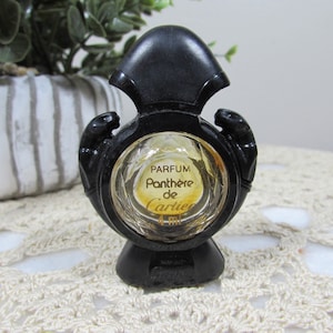 Vintage Panthère de Cartier Mini Perfume Bottle Sample 4ml Glass Black Panther Design