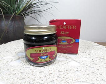 Sheaffer Skrip Glass Ink Bottle – 2oz Blue Ink with Built-In Inkwell, NOS in Original Box