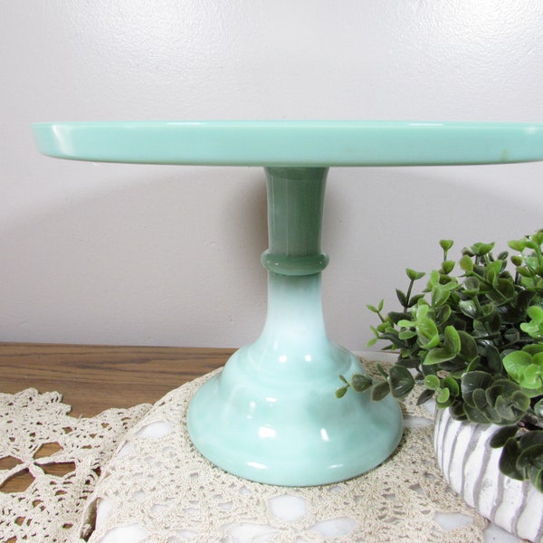 Vintage Mosser Jadeite Green Glass Cake Stand