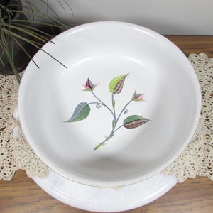 Vintage Denby Langley &quot;Spring&quot; Painted Gray Ceramic Serving Bowl, 8-3/4&quot; Diameter