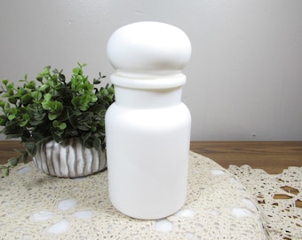 Vintage Belgium Milk Glass Covered Jar with Ball Lid – 6.75" Tall