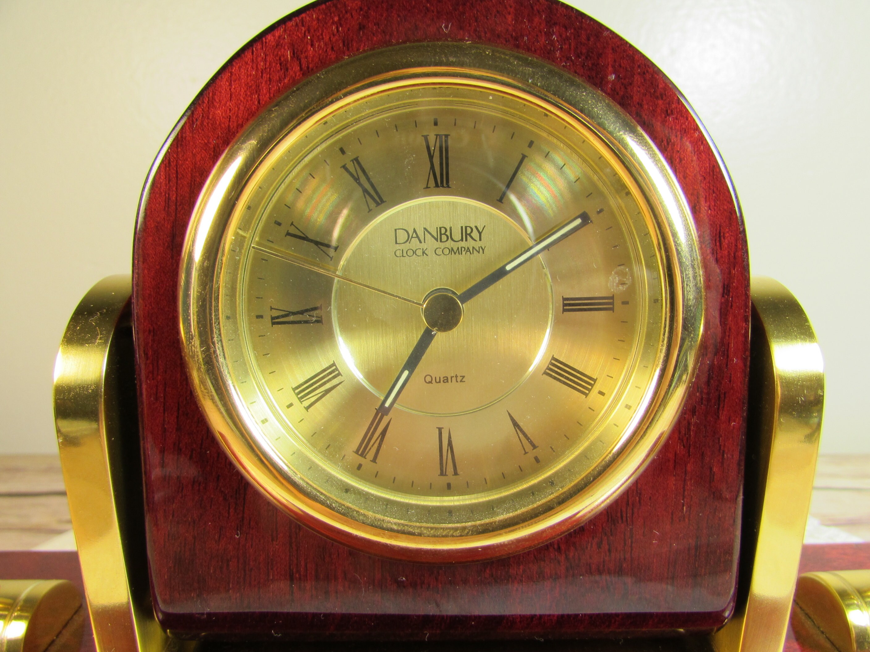 Danbury Cherry Wood Desk Clock with Ink Pens Etsy