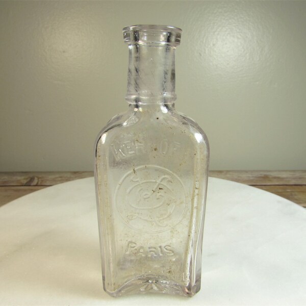 Antique Kerkoff París Francia Botella de perfume de vidrio