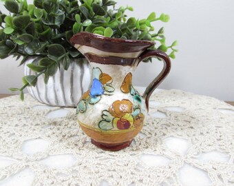 Vintage Italy Hand Painted Floral Mini Pitcher