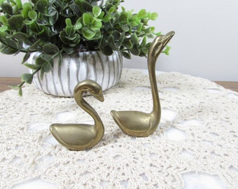 Vintage Brass Swan Figures MCM