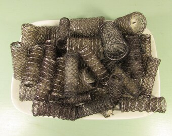 Wire Mesh Hair Rollers - Vintage Brown Bottle Brush Curlers