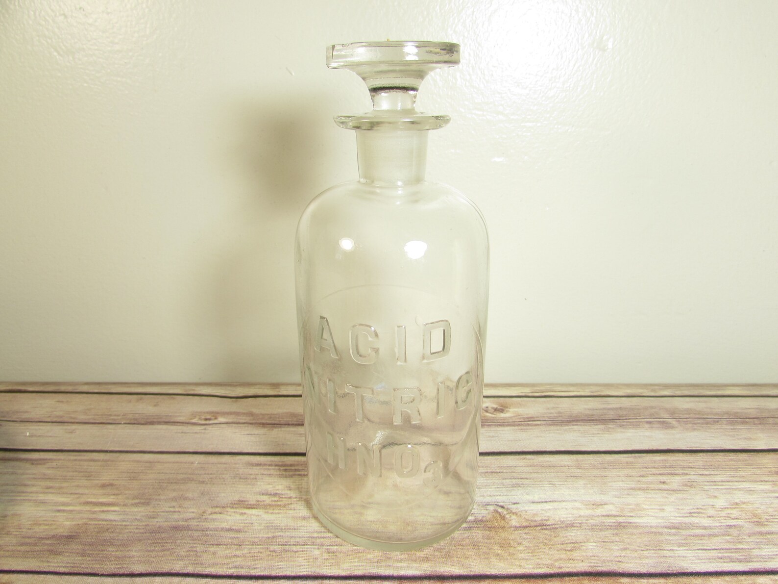 Vintage Large Nitric Acid Glass Bottle with Stopper Etsy