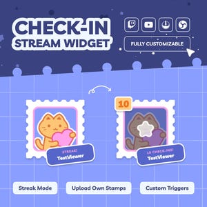 Widget Kawaii para registrar la transmisión en Twitch: sello animado en tonos pastel y contador de rachas, StreamElements OBS