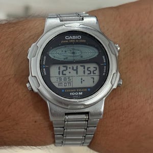 Vintage Casio Cosmo Phase CGW-501 Watch: Stainless Steel, Module 830, Planetary Display