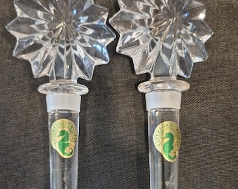 Pair of Vintage Waterford Crystal Star Of Erin Glass Bottle Stoppers