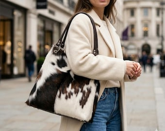 Patrón para bolso tote de piel de vaca estilo western / Plantilla para bolso de hombro de cuero estilo boho ranchero (descarga en PDF)