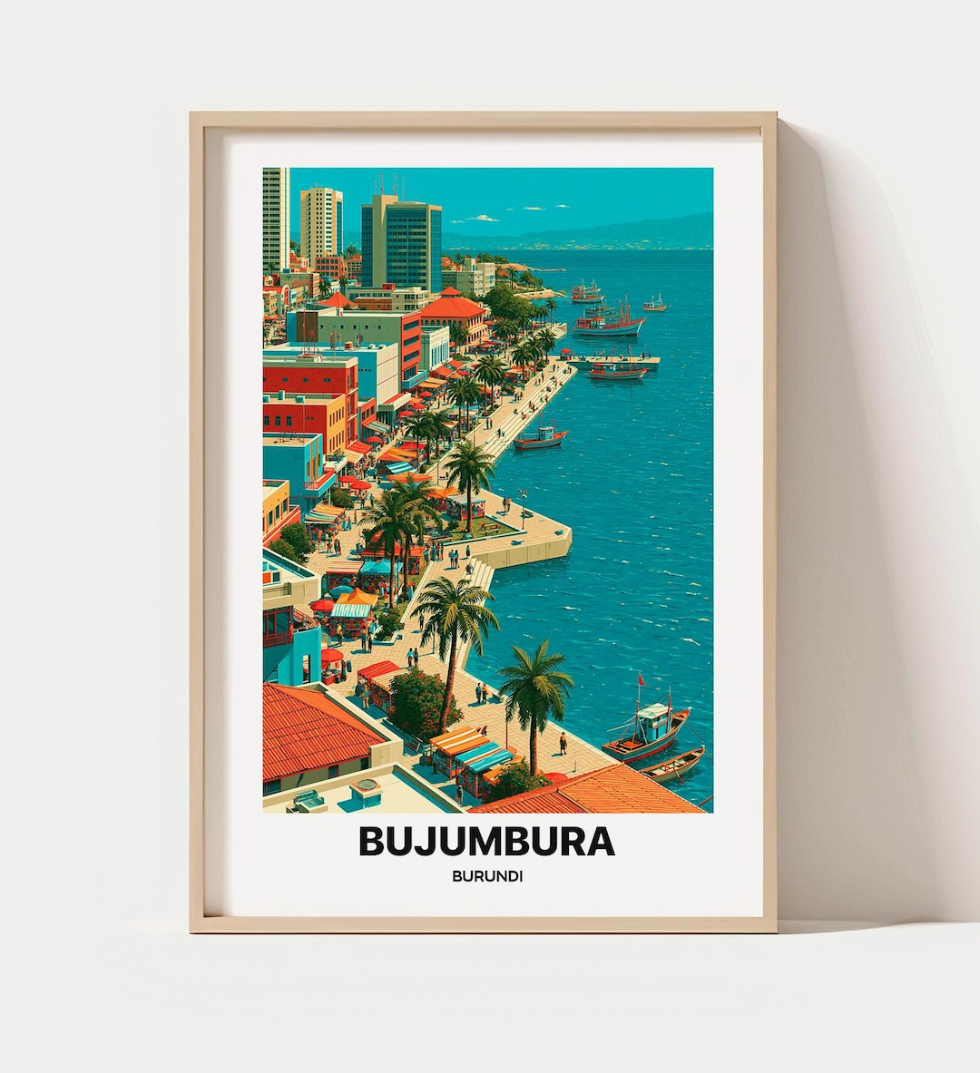 Bujumbura Travel Poster - Burundi Lakeside Capital Art Print - Etsy UK