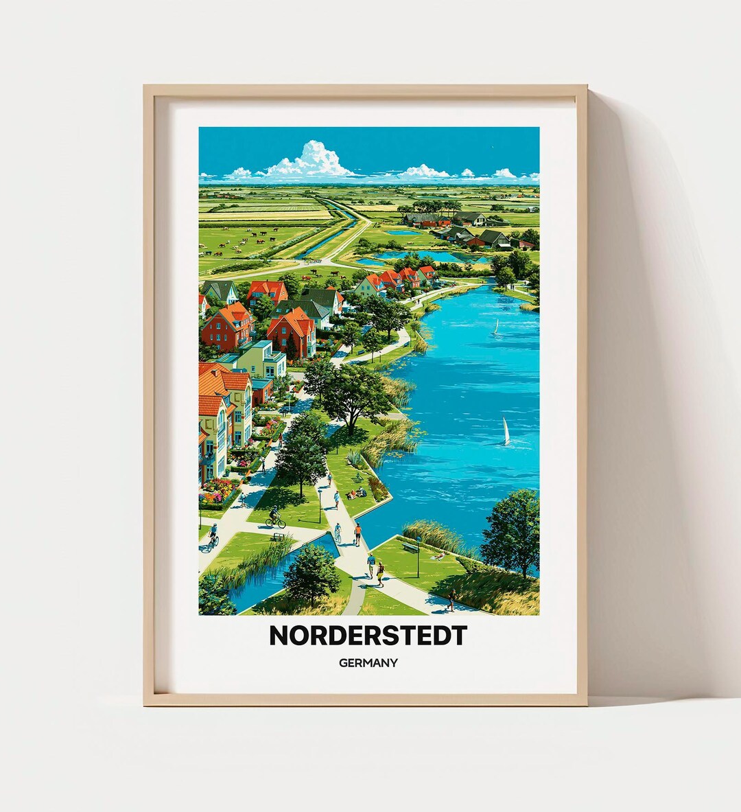 Nej Artist Norderstedt Travel Poster - Germany Schleswig Holstein Lakes Parks ...