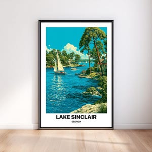 Reiseplakat Lake Sinclair – Kunstdruck einer Landschaft am Seeufer von Georgia