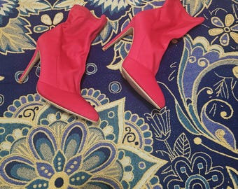 EGO Red Hot Pink Ankle Stiletto Boots | Size 9 | Brand New | 4" Heel | Pointed Toe | With Duster