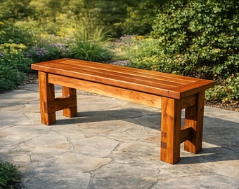 Farmhouse Bench Plans | Rustic Woodworking Furniture Build (PDF Download)