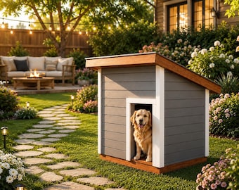 XXL hondenhokplannen, grote houten blauwdruk kennel, dierenasiel buiten (pdf-download)