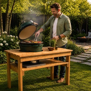 Small Big Green Egg Table Plans, Outdoor BBQ Cart, Rolling Grill Stand (PDF Download) image 1