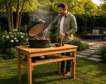Kleine Big Green Egg-tafelplattegronden, barbecuewagen voor buiten, rolgrillstandaard (pdf-download)