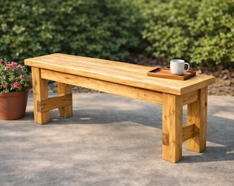 Farmhouse Bench Plans | Rustic Woodworking Furniture Build (PDF Download)