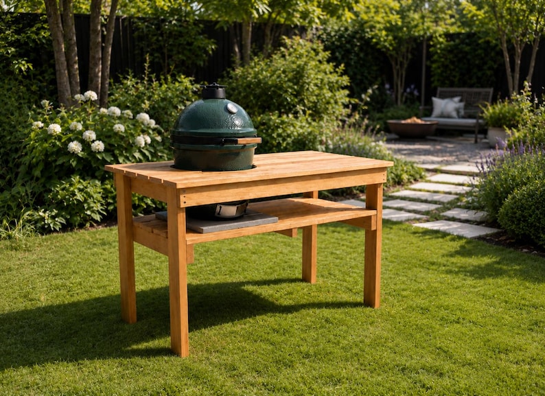 Small Big Green Egg Table Plans, Outdoor BBQ Cart, Rolling Grill Stand (PDF Download) image 2