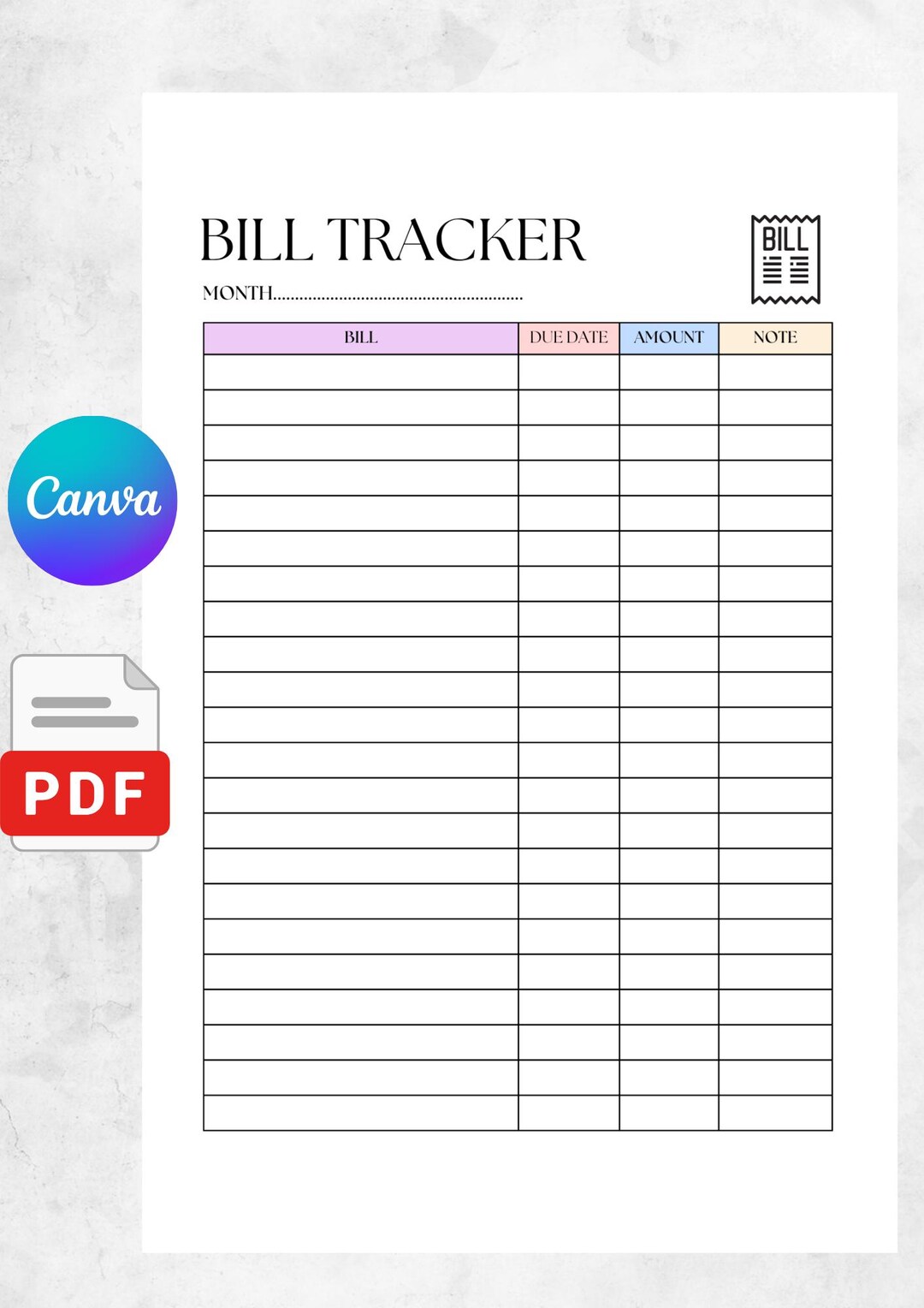 Printable Bill Due Date Tracker | Monthly Bill Payment Planner | Budget ...