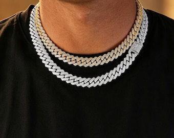 Corrente cubana cravejada de diamantes estilo hip hop, 10 mm, 12 mm e 14 mm, colar ou pulseira masculina, joias para presente.