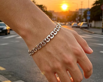 Pulseira de Prata de Lei S925 com Corrente Cubana Irregular, Pulseira Hip Hop para Homens e Mulheres, Presente Ideal para Ele e Ela
