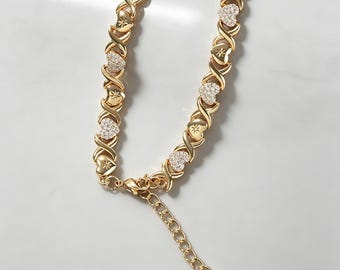 Colar e pulseira ajustáveis com pingente de coração infinito cravejados de diamantes, acessórios hip hop para homens e mulheres, correntes de tornozelo douradas, joias para presente.