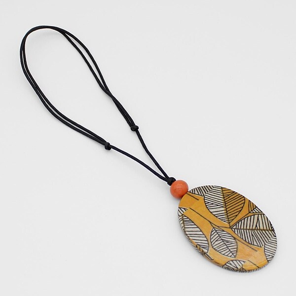 Orange and Gold Fall Feeling Necklace, Leaf necklace, orange pendant necklace, museum necklace, statement pendant necklace, Funky art