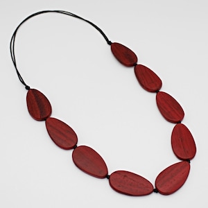 Red wooden necklace hot sale