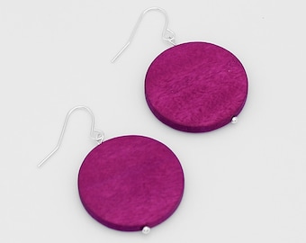 Fuchsia statement earrings, statement earrings, dangle earrings, art deco modern earrings, chunky earrings, lightweight earrings