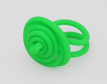 Neon Green Swirl Ring, Funky look, green ring, statement ring, bold ring, any hand ring, made in usa, gift for women, contemporary design
