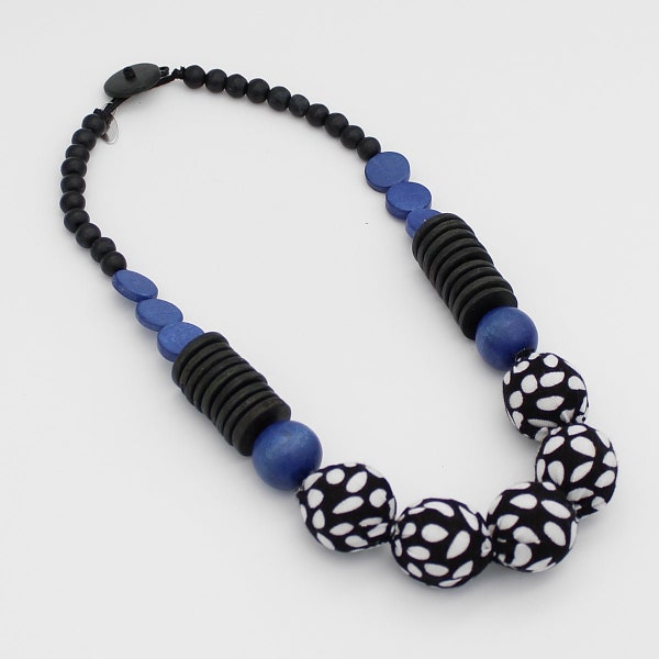 Blue Imani Necklace, bead necklace, funky necklace, blue necklace, sylca necklace,unique necklace, artsy necklace, bold necklace,