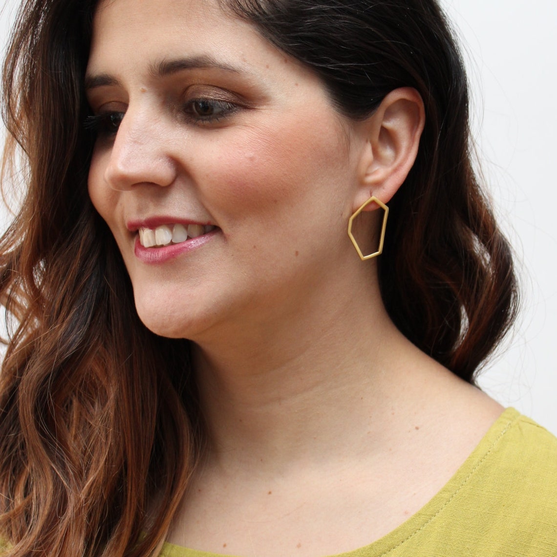 Statement earrings brass earrings Gold earrings fun Etsy