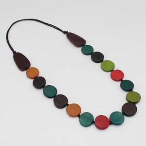 Multi Color Wood Bead Necklace, Colorful Necklace, Wooden Beaded ...