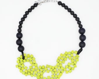 Lime Mosaic Statement Necklace